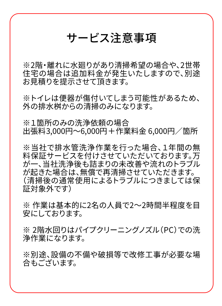 サービス注意事項